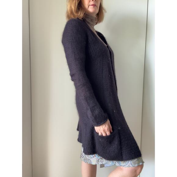 Eileen Fisher Midi Cardigan Sweater Brown Size Small Mohair Wool Layering Fall - Picture 6 of 10
